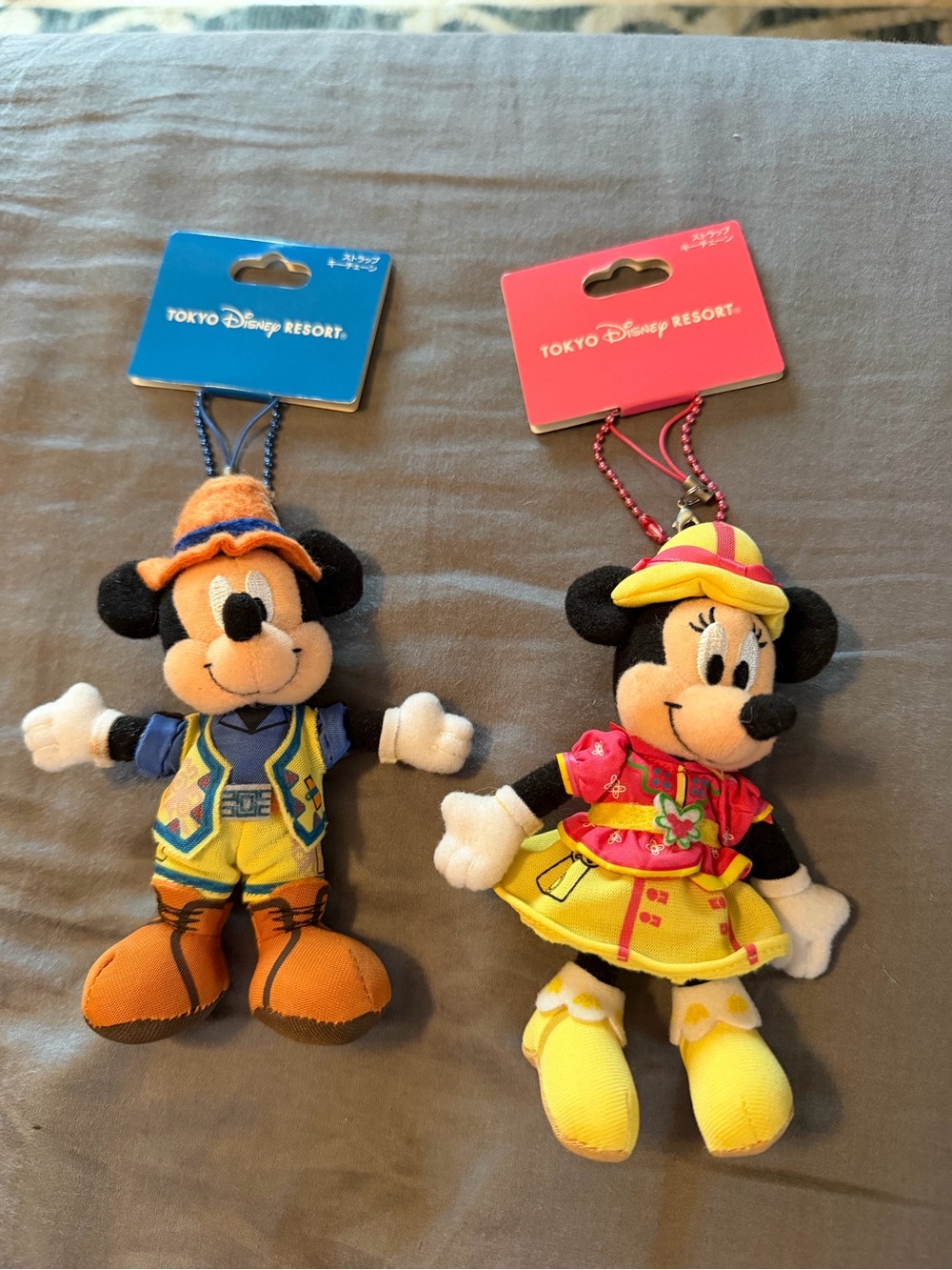 Tokyo Disney Mickey & Minnie Plush Keychain Duo